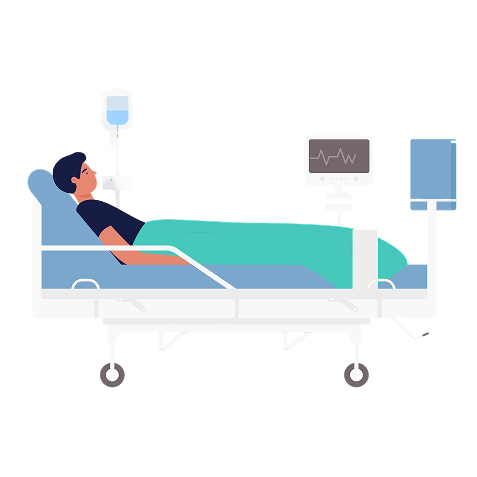 Patient resting in hospital bed